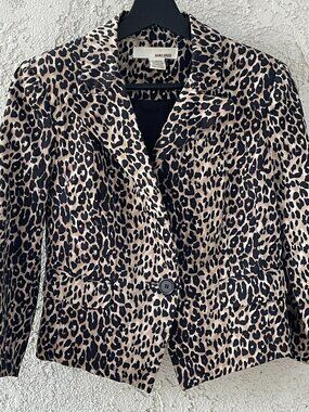 Leopard Print Blazer Jacket M Cotton Stretch Mob Wife Indie Sleaze Sans Souci